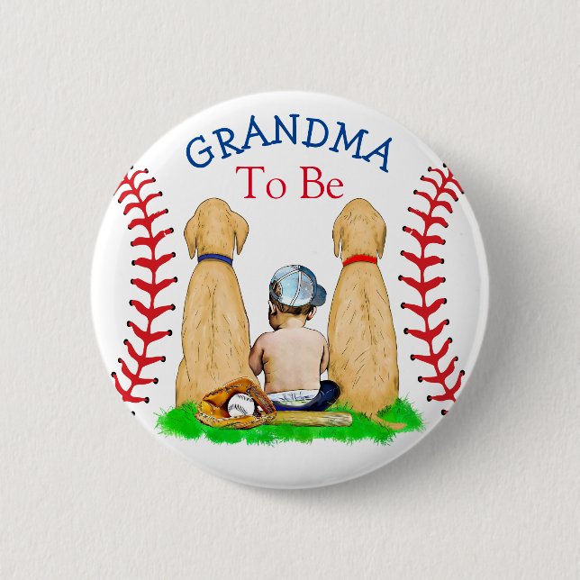 Boy's Baseball Thmet Baby | Mormor som skall Knapp (Framsida)