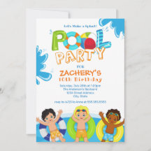 Boys Bassäng Party 10:e födelsedagsinbjudan