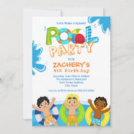 Boys Bassäng Party 8:e födelsedagsinbjudan Inbjudningar