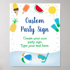 Boys Bassäng Party Birthday Sign Poster