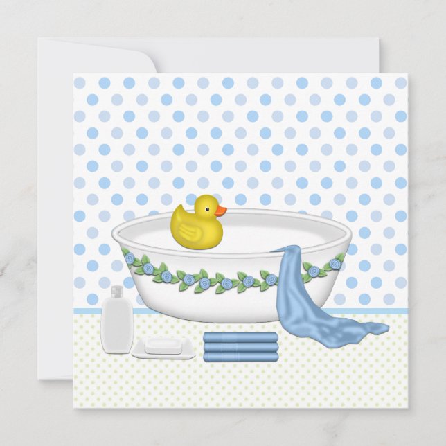 Boys Bath Time Baby Shower Inbjudningar (Framsida)