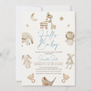Boys Beige Mjukisdjur Baby Shower-inbjudan Inbjudningar