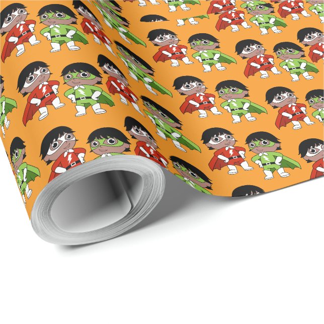 Boys Birthday Action Hero Presentpapper (Rullad Hörn)