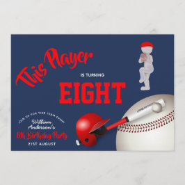 BOYS Birthday BASEBALL-inbjudan Red Blue ANY AGE Inbjudningar