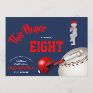 BOYS Birthday BASEBALL-inbjudan Red Blue ANY AGE Inbjudningar