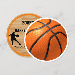Boys Birthday Basketball Add Namn Round Card Kort