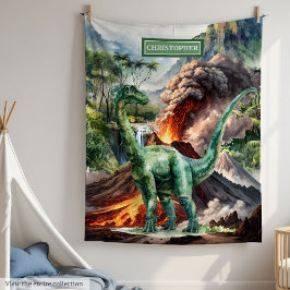 Boys Birthday Blanket med Namn Dinosaur Design Fleecefilt