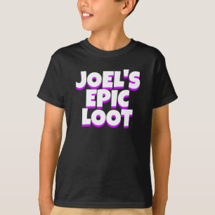 Boys Birthday Epic Loot Gamer Namn Lila Slogan T Shirt