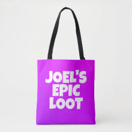 Boys Birthday Epic Loot Gamer Neon Lila Anpassning Tygkasse