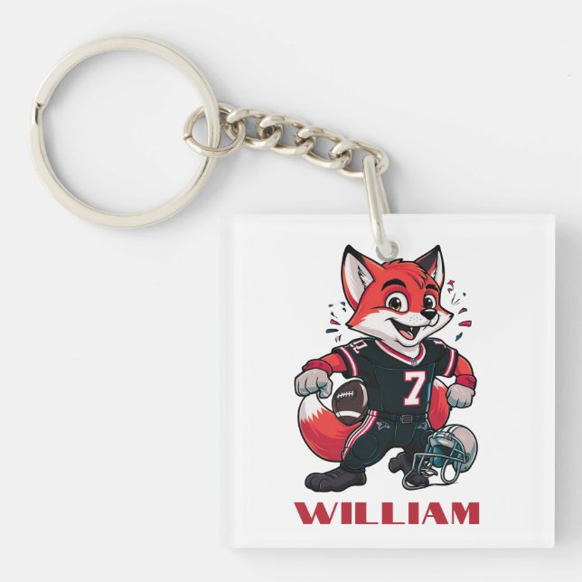 Boys Birthday Fox American Football Player Square (Framsidan)