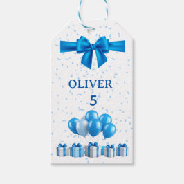 Boys Birthday Gift Tags - Present & Confetti Presentetikett