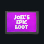 Boys Birthday Namn Epic Loot Gamer Lila Text<br><div class="desc">En annan coola-spelplånbok från JessicaAmber. Visa att du har har med lite coola med den här levande speldesignen. Roligt vit text på en pulserande lila bakgrund. Du kan anpassa texten! Underbar födelsedagspresent till spelarbarn som gillar "battkungor". Skapat den 30 mars 2023. Om du vill ha mer videospelsdesign kan du besöka...</div>