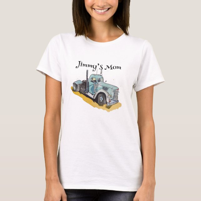 Boys Birthday Party Blue Semi Truck T Shirt (Framsida)