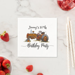 Boys birthday party with antique tractor design pappersservett