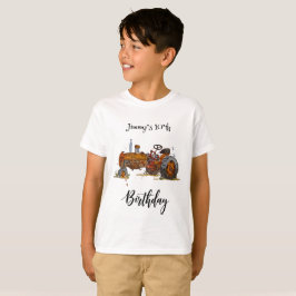 Boys birthday party with antique tractor design t shirt