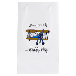 Boys birthday party with blue and yellow biplane