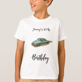 Boys birthday party with two toned sedan t shirt