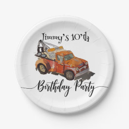 Boys birthday party with wrecker