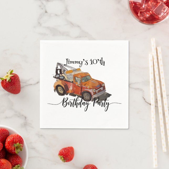 Boys birthday party with wrecker pappersservett (Insitu)