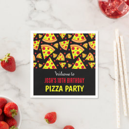 Boys Birthday Pepperoni Pizza Patterned Party Pappersservett