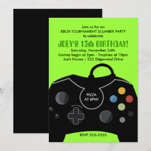 BOYS Birthday Video Game Station Party-inbjudan Inbjudningar