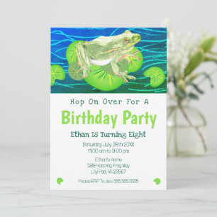 Boy's Birthday Watercolor Frog Inbjudningar
