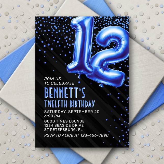 Boys Blue 12:e Birthday bjudande Inbjudningar (Skapare uppladdad)