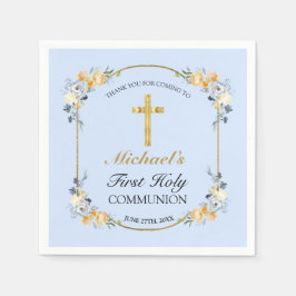 Boys Blue Blommigt 1:a Heligan Communion Pappersservett