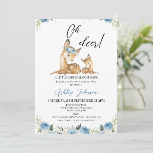 Boys Blue Blommigt Oh Hjort Baby Shower Inbjudningar