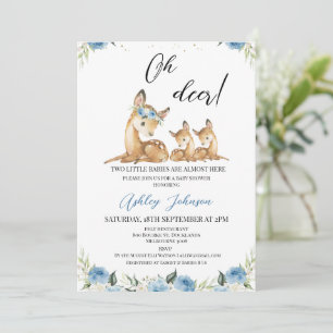 Boys Blue Blommigt Oh Hjorts Baby Shower Inbjudningar