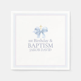 Boys Blue Bow 1:a födelsedagen och aptism Pappersservett