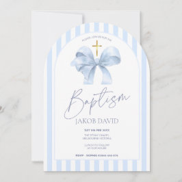 Boys Blue Bow and Rand Arch Baptism-inbjudan Inbjudningar