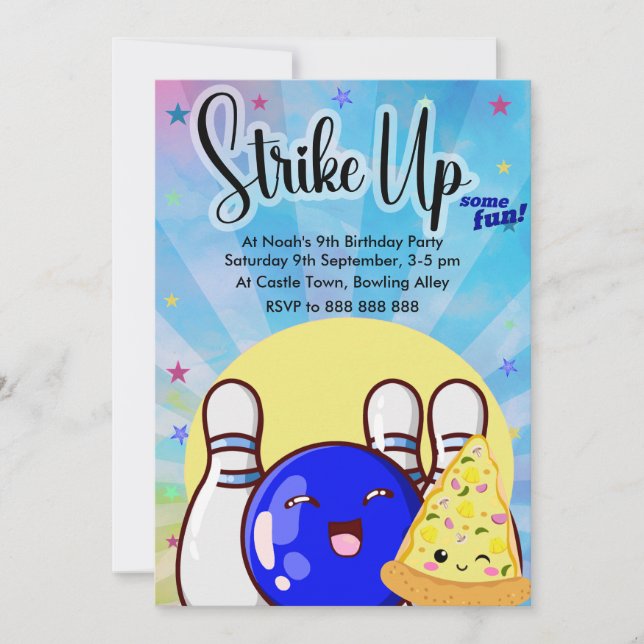 Boys Blue Bowlings Tie Dye-fest Inbjudningar (Framsida)