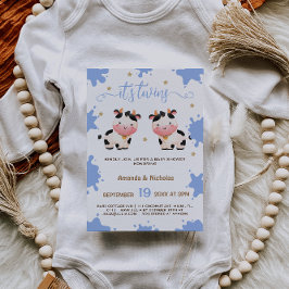 Boys Blue Cow Baby Shower Boho Inbjudningar