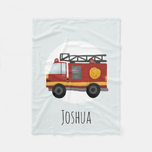 Boys Blue Cute Firefighter Fire Engine Lastbil Kid Fleecefilt