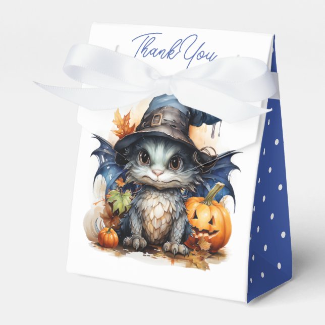 Boys Blue Dragon Halloween Baby Shower Presentaskar (Framsidan Sidan)