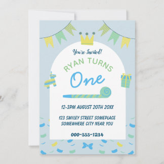 Boys Blue First Birthday Party-inbjudan Inbjudningar