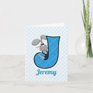 Boys Blue Jackkanit Monogrammed Brev J Blank Anteckningskort