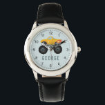 Boys Blue Monster Hett Flames Lastbil Kids Armbandsur<br><div class="desc">Den här coola pojkens klockdesign har en gult lastbil-bil med svart hjul och hett,  siffror och ställe för dig att lägga till dina barn namn i enkel typografi. Perfektens monstergåva till bilentusiaster. Kolla resten av vår samling efter andra söta barngåvor.</div>
