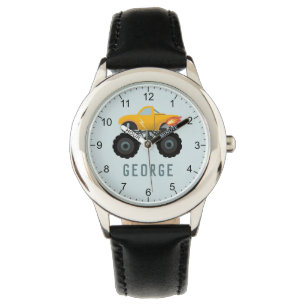 Boys Blue Monster Hett Flames Lastbil Kids Armbandsur