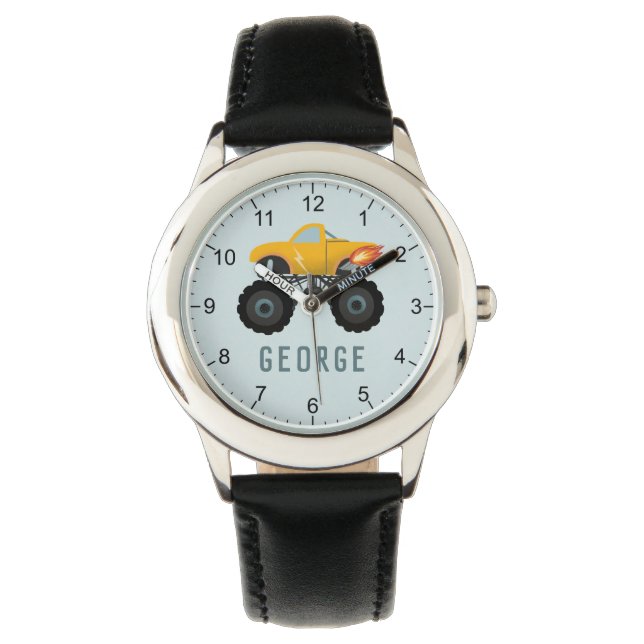 Boys Blue Monster Hett Flames Lastbil Kids Armbandsur (Framsida)
