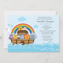 Boys Blue Noahs inbjudan till Ark Baby Shower