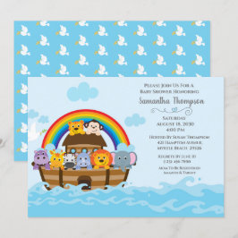 Boys Blue Noahs inbjudan till Ark Baby Shower