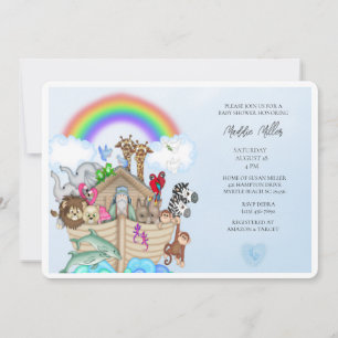 Boys Blue Noahs inbjudan till Ark Baby Shower