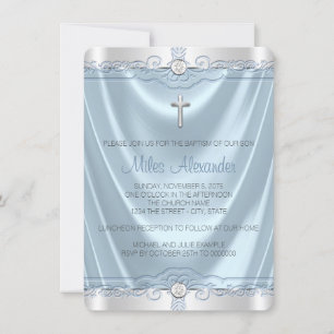 Boys Blue och Silver Baptism Christing Inbjudningar