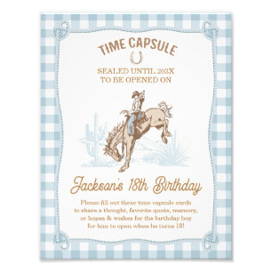 Boys Blue Play Cowboy 1st Rodeo Time Capsule-tecke Fototryck