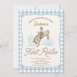 Boys Blue Play Cowboy First Rodeo 1:a födelsedagen Inbjudningar