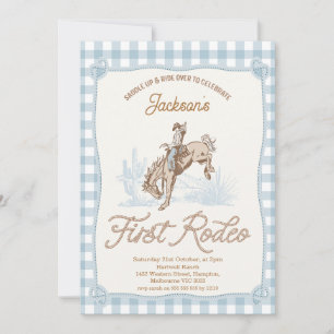 Boys Blue Play Cowboy First Rodeo 1:a födelsedagen Inbjudningar