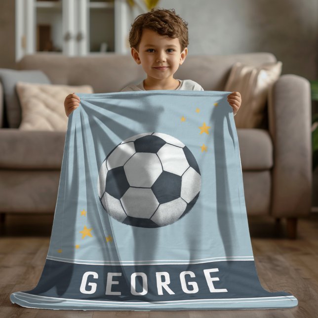 Boys Blue Soccer Ball Sports Kids Fleecefilt (Skapare uppladdad)