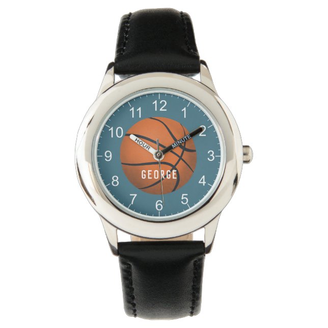 Boys Blue Sports Basketball Kids Armbandsur (Framsida)